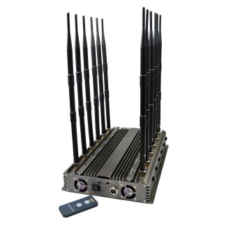Nuevo y potente inhibidor de señales de teléfono móvil, WiFi, GPS, LOJACK, UHF, VHF con 12 antenas para uso en interiores, potencia de salida ajustable de 63W, alcance de hasta 60m